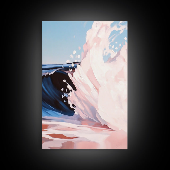 Ocean Wave Painting, Coastal Beach Art, Abstract Water Scene, Framed Canvas Print, Modern Nautical Decor, Living Room Wall Art, Boho Art