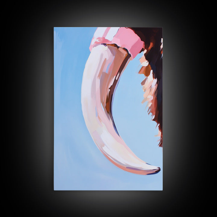 Buffalo Horn, Western Decor, Rustic Art, Cowboy Wall Art, Framed Canvas Print, Boho Style, Minimalist Animal Art, Neutral Aesthetic