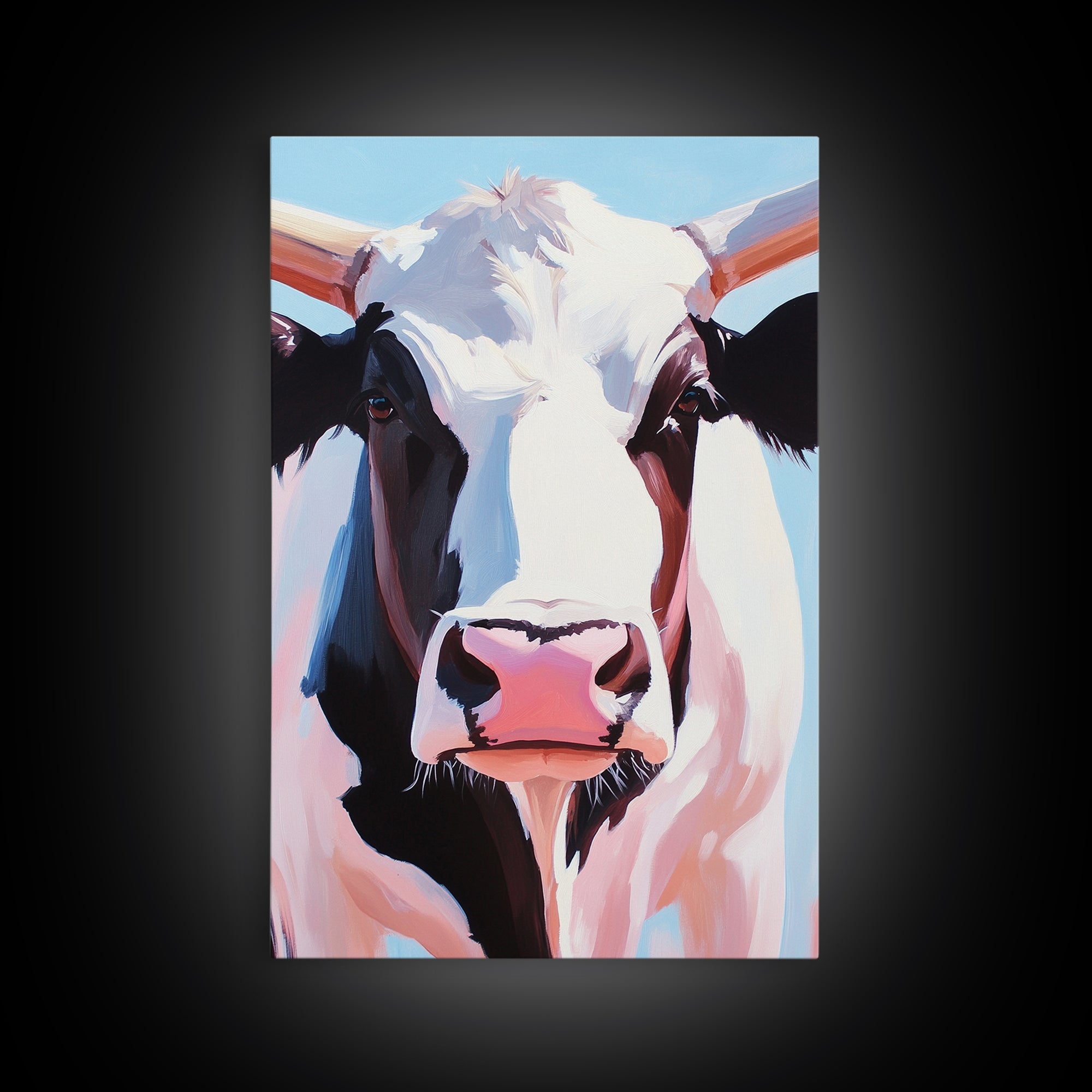 Cow Portrait, Farmhouse Animal Art, Rustic Wall Decor, Country Home Aesthetic, Modern Barn Decor, Canvas Print, Kitchen Wall Art