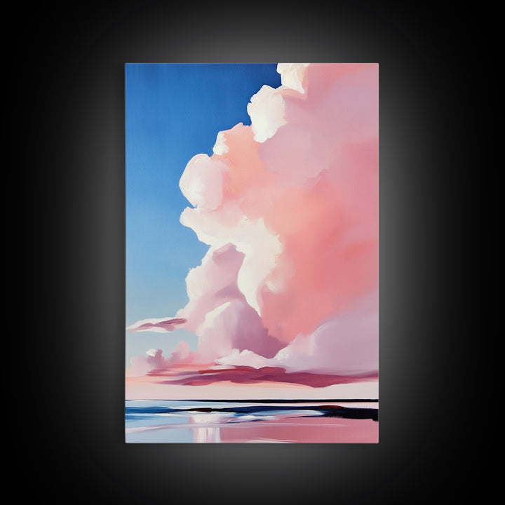Cloudscape, Sky Painting, Dreamy Wall Art, Minimalist Home Decor, Pastel Sky, Framed Canvas Print, Sunset Clouds, Serene Aesthetic