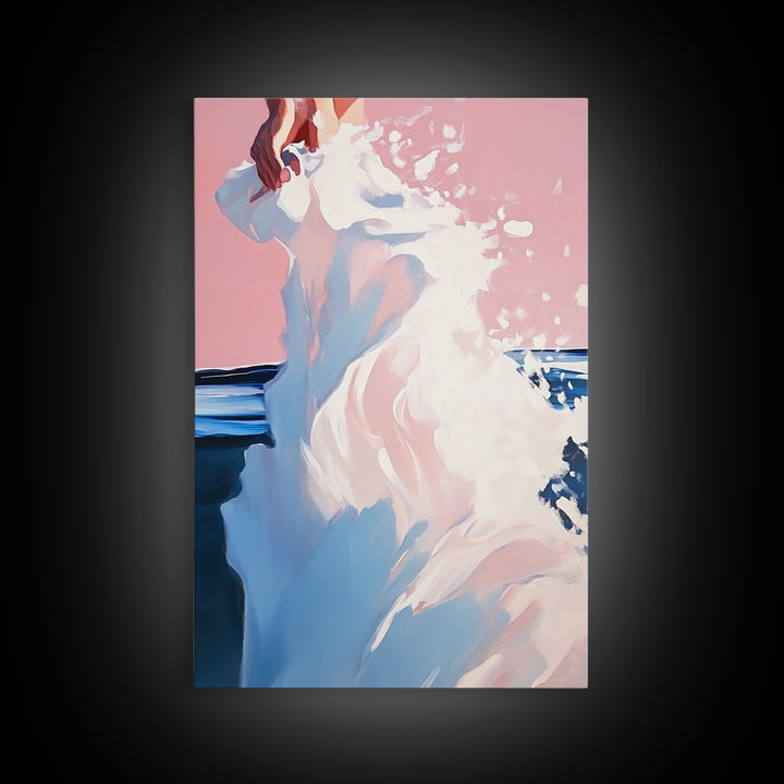 Pink Clouds, Coastal, Beach Wall Art, Boho, Aesthetic, Dreamy, Sunset, Pastel, Sky, Seascape, Minimalist, Framed Canvas Print