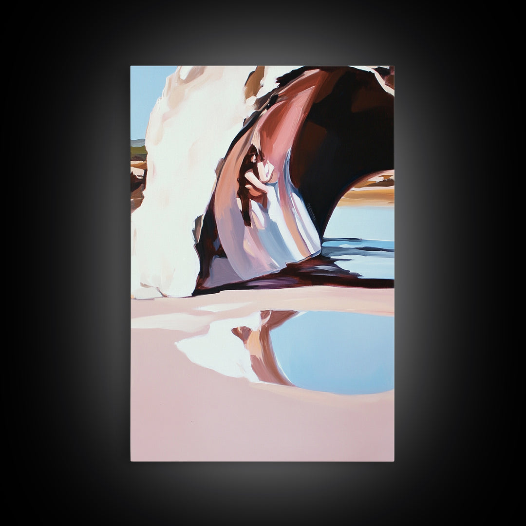 Desert Arch, Dreamy Reflection, Surreal Landscape, Boho Wall Art, Nature Inspired, Earthy Decor, Framed Canvas Print, Bedroom