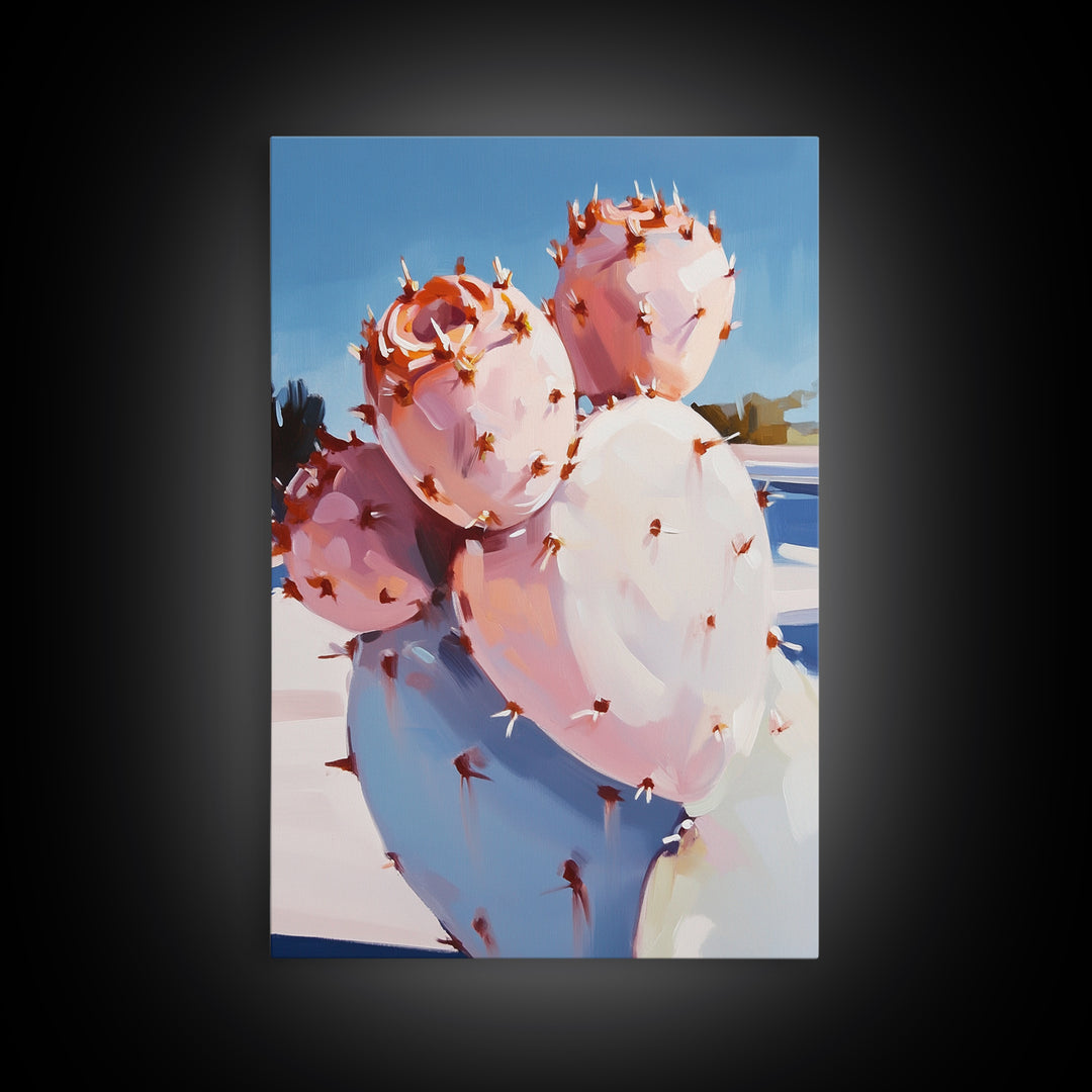 Cactus Bloom, Southwest Decor, Desert Art, Succulent Painting, Nature Inspired, Earthy Tones, Framed Canvas Print, Bedroom