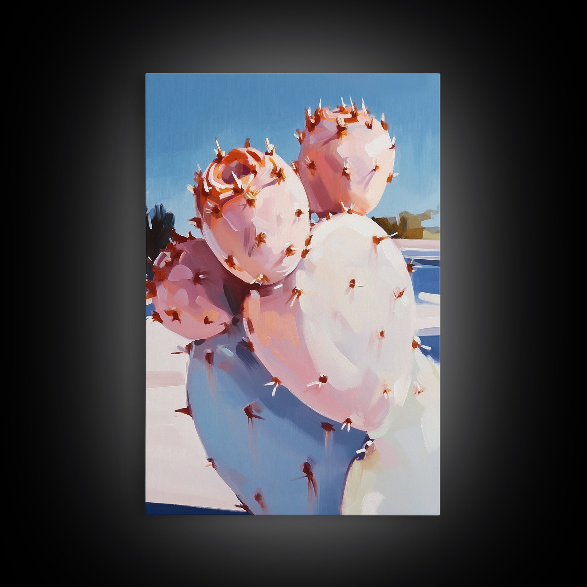 Cactus Bloom, Southwest Decor, Desert Art, Succulent Painting, Nature Inspired, Earthy Tones, Framed Canvas Print, Bedroom