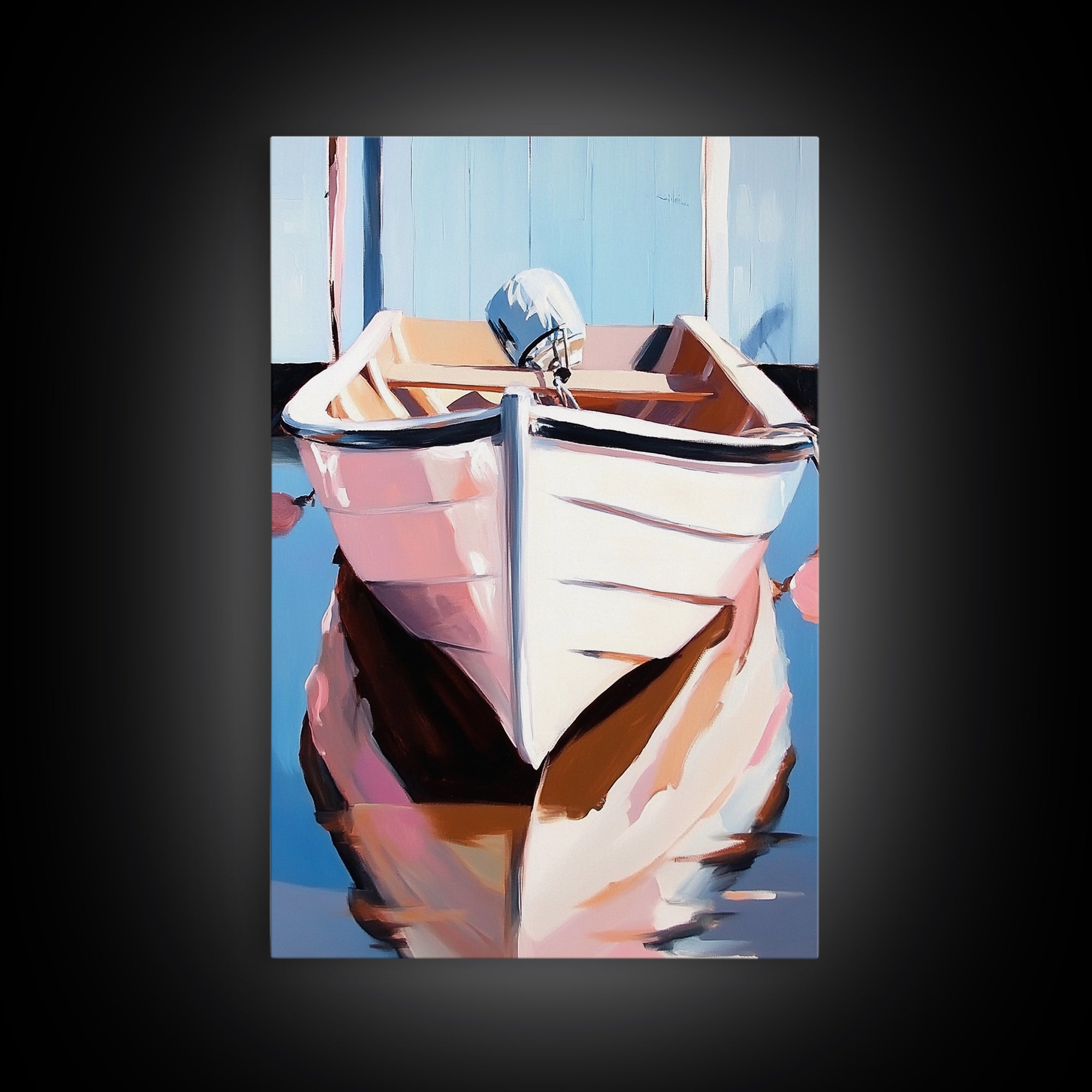 Rustic Boat, Nautical Wall Art, Coastal Home Decor, Seaside Aesthetic, Soft Pastels, Framed Canvas Print, Living Room