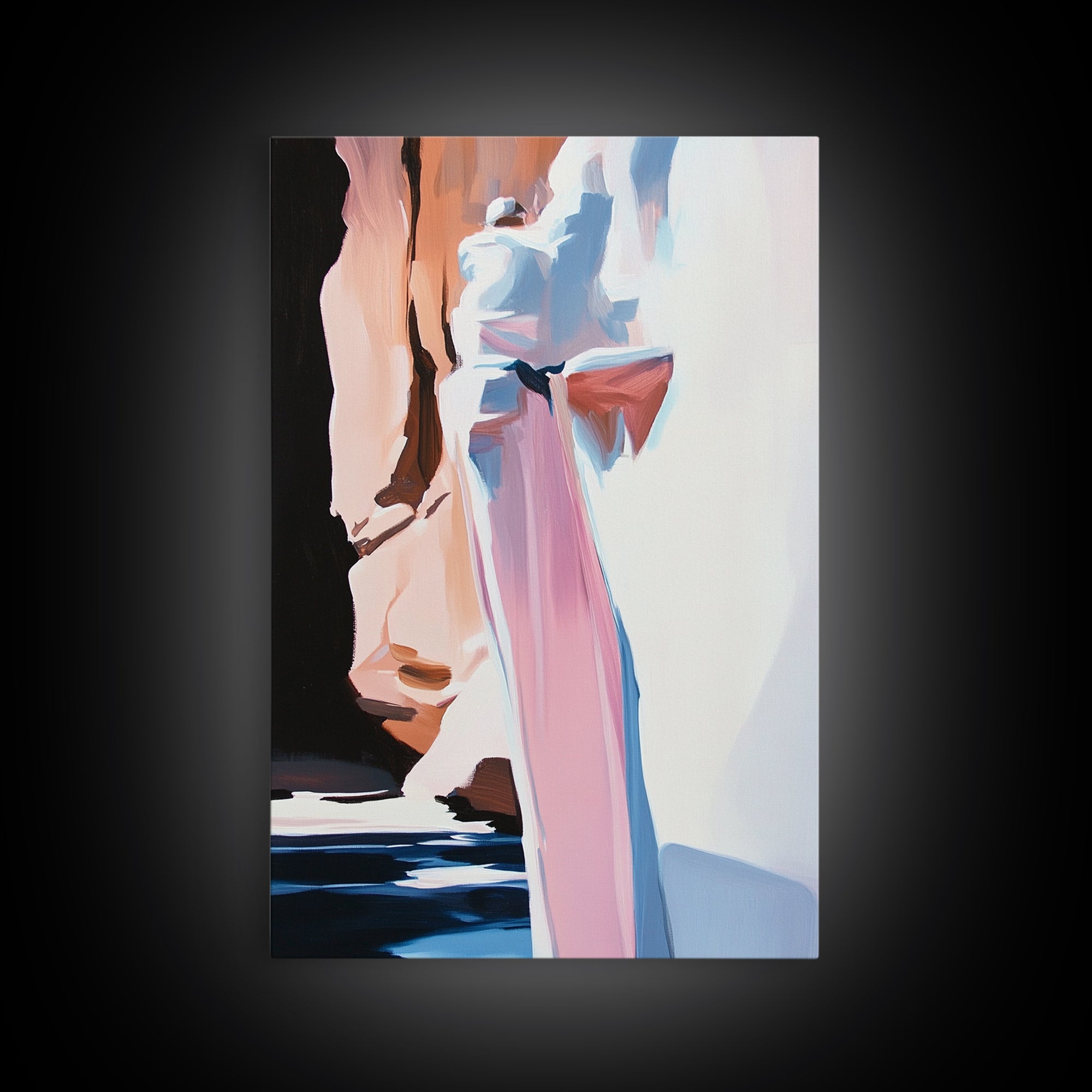 Canyon Serenity, Earthy Landscape, Nature Inspired Art, Warm Neutral Tones, Rustic Minimalist Style, Framed Canvas Print