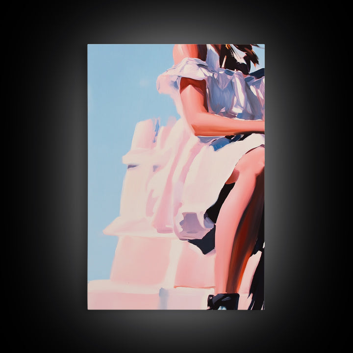 Dreamy Dress, Feminine Fashion, Soft Romantic Art, Framed Canvas Print, Boho Wall Decor, Modern Minimalist Artwork, Bedroom Wall Art