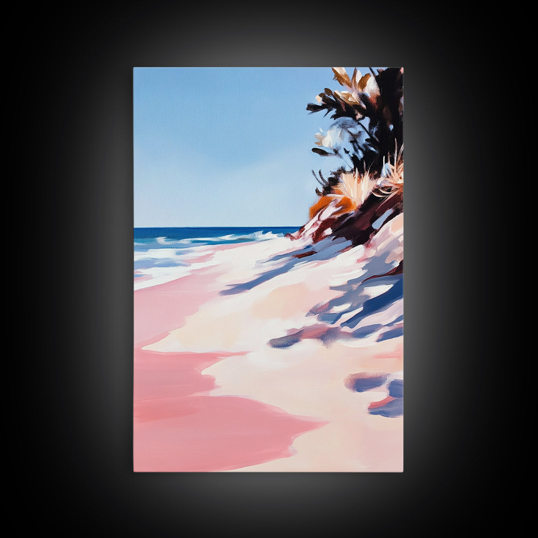 Coastal Waves, Summer Beach Art, Ocean Seascape Painting, Framed Canvas Print, Nautical Wall Art, Living Room Decor, Beach House Artwork