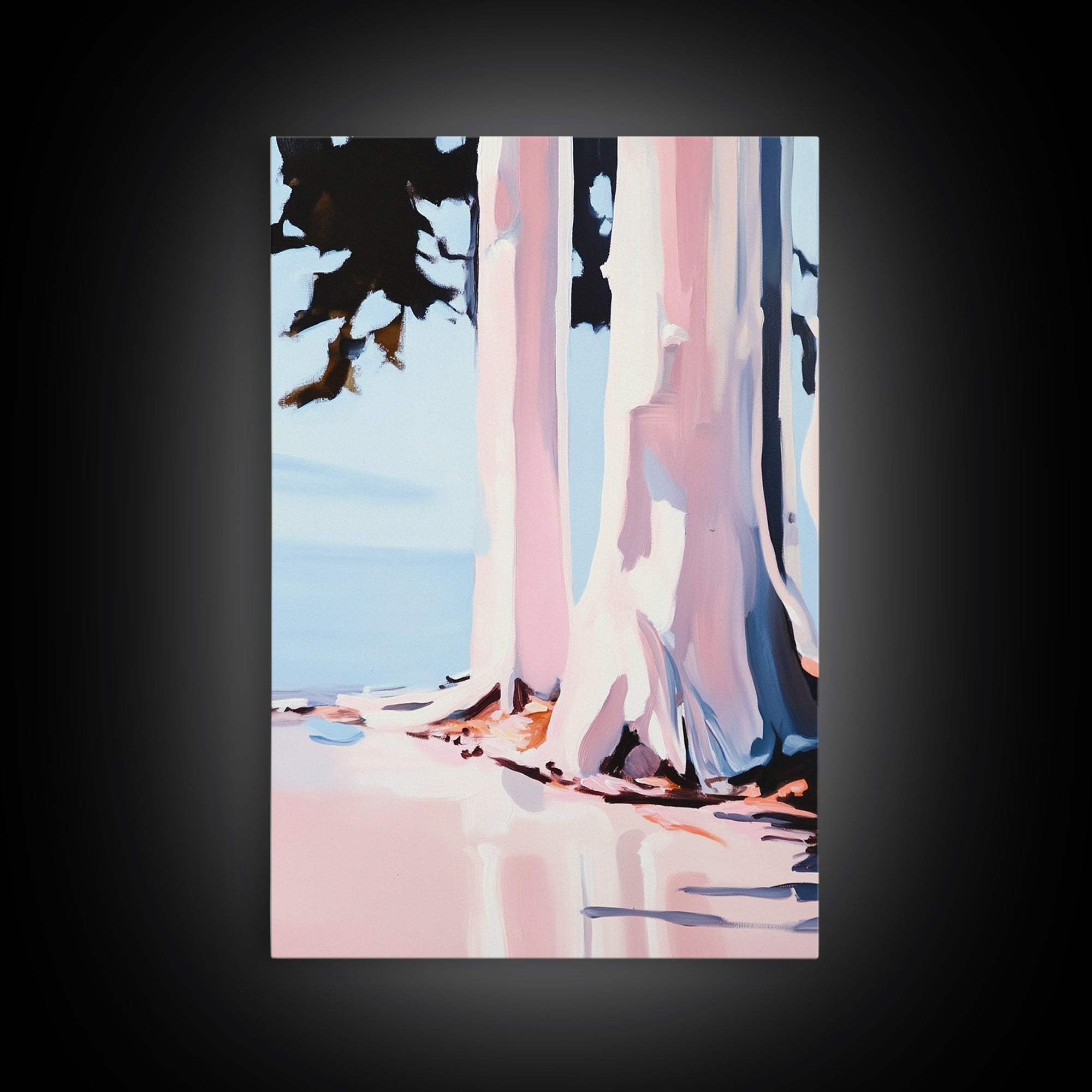 Birch Trees, Modern Forest Art, Minimalist Nature Painting, Cozy Cabin Wall Decor, Framed Canvas Print, Scandinavian Home Aesthetic