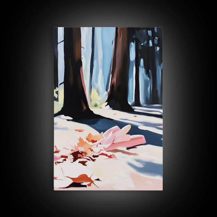 Autumn Forest, Fall Leaves, Cozy Aesthetic, Seasonal Art, Rustic Decor, Warm Tones, Nature Painting, Canvas Print, Living Room Wall Art