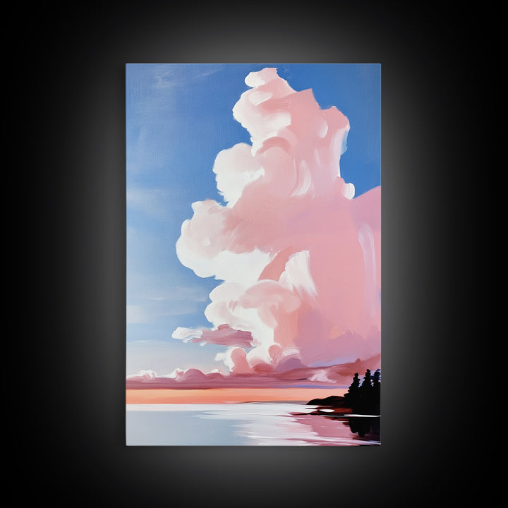 Pink Clouds, Sunset Sky, Dreamy Wall Art, Romantic Painting, Pastel Decor, Soft Aesthetic, Nature Inspired, Canvas Print, Bedroom Art