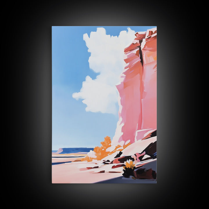 Canyon Landscape, Desert Wall Art, Warm Earth Tone Painting, Western Home Decor, Framed Canvas Print, Modern Rustic Wall Art