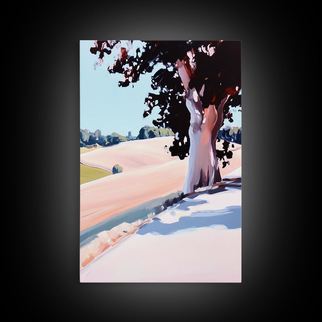 Rolling Hills, Tranquil Landscape, Country Scene, Framed Canvas Print, Rustic Farmhouse Decor, Nature Wall Art, Cozy Living Room Artwork