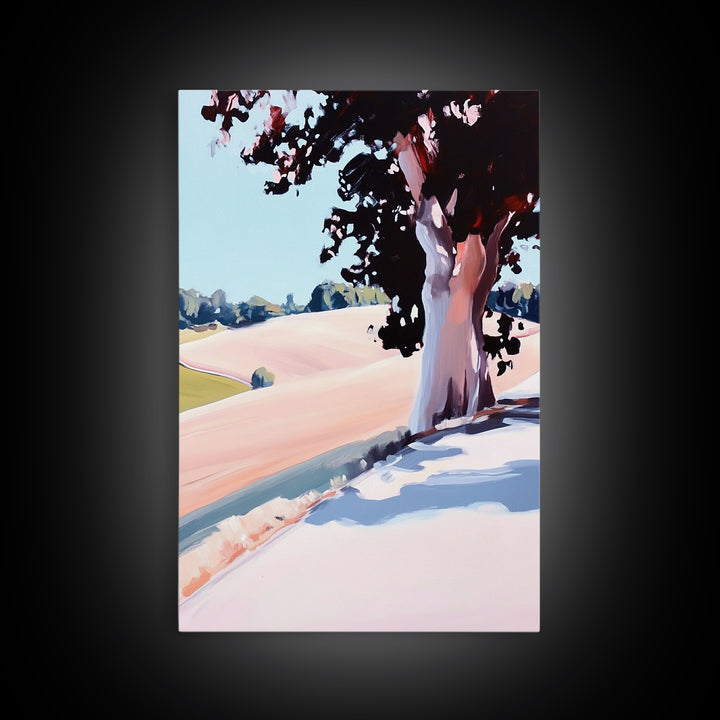 Rolling Hills, Tranquil Landscape, Country Scene, Framed Canvas Print, Rustic Farmhouse Decor, Nature Wall Art, Cozy Living Room Artwork