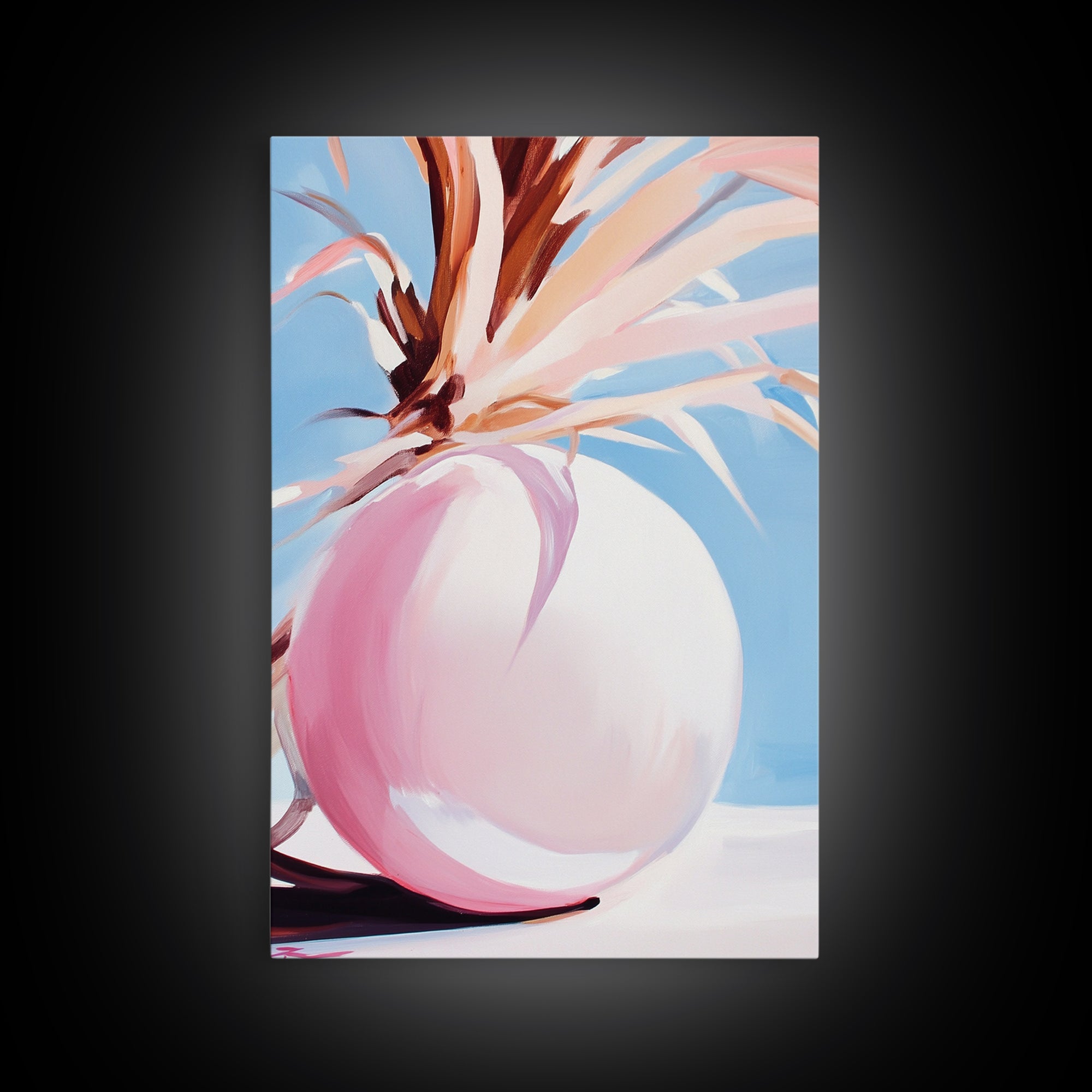 Desert, Palm Tree, Abstract, Framed Canvas Print, Earthy Tones Wall Art, Modern Southwest Decor, Stylish Living Room Art, Trendy Design