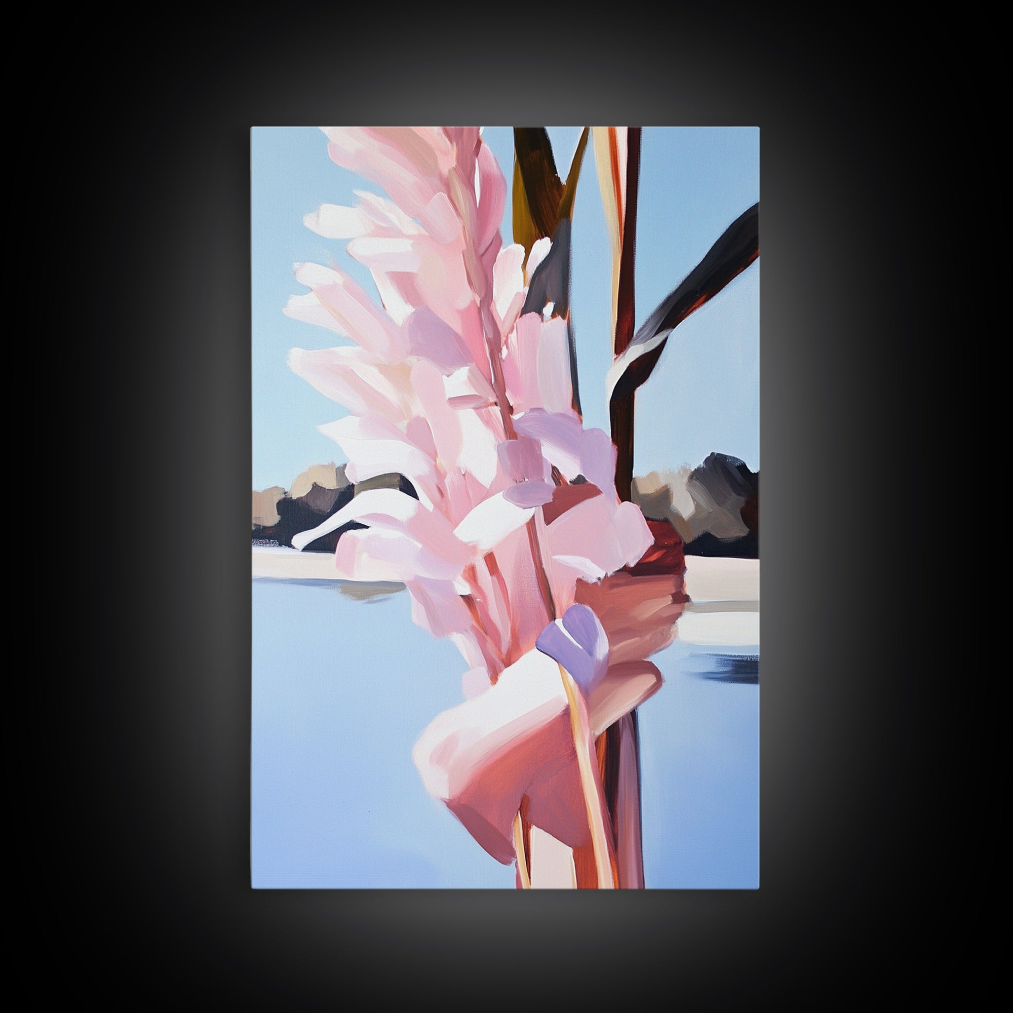 Botanical, Pink Flowers, Summer Nature Art, Canvas Print, Floral Painting, Minimalist Wall Decor, Feminine Home Art, Bedroom Wall Art