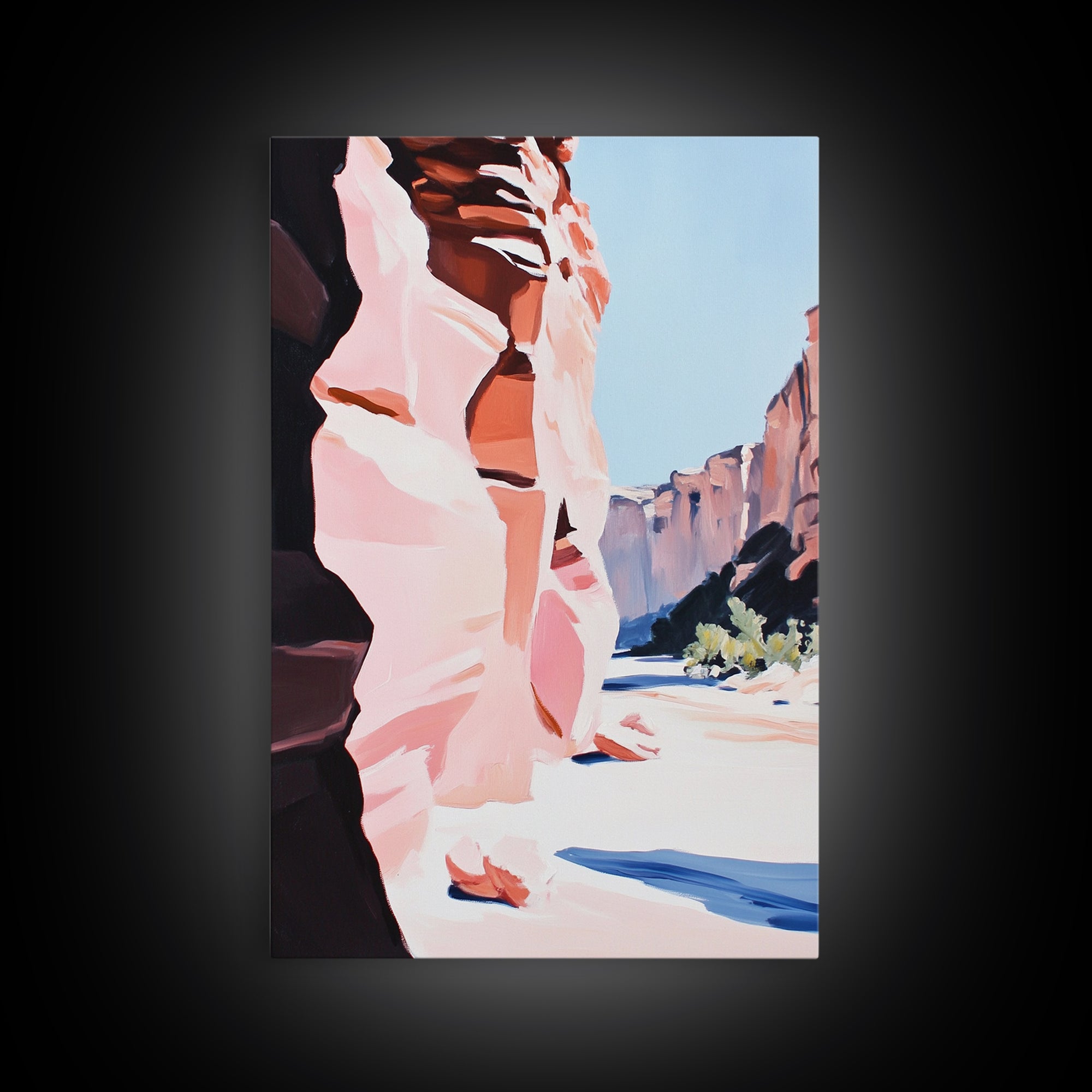 Desert Canyon, Red Rock Art, Southwest Landscape Print, Framed Canvas Print, Nature Lover Gift, Rustic Western Home Decor