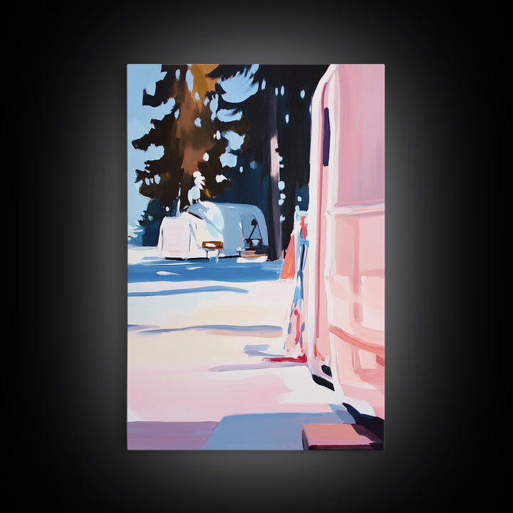 Camper Life, Forest Retreat, Cozy Camping, Canvas Print, Outdoor Adventure, RV Decor, Travel Lover Art, Scenic Nature Painting