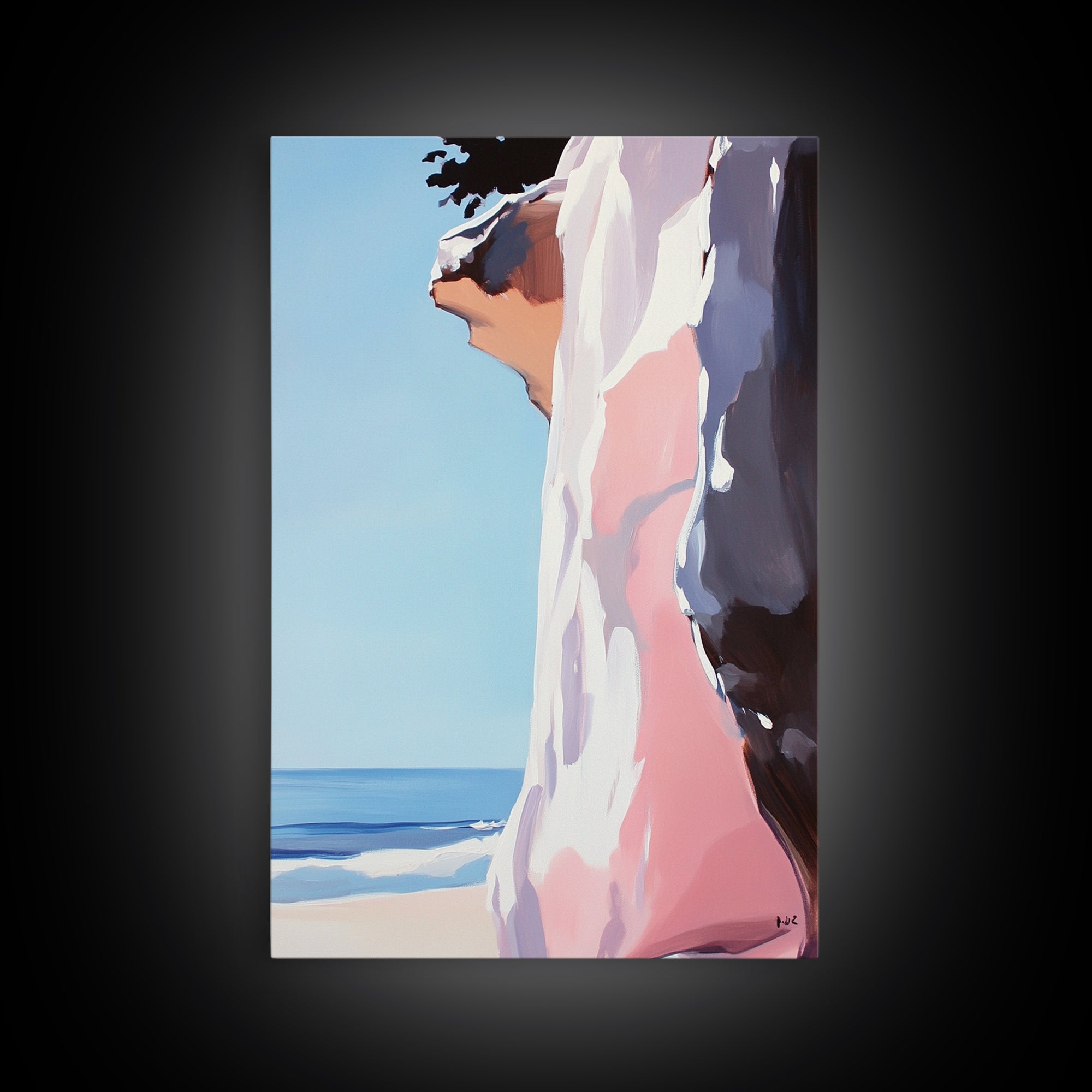 Ocean Cliff, Coastal Landscape Art, Seaside Print, Beach House Decor, Natural Tones, Framed Canvas Print, Modern Wall Art, Gift