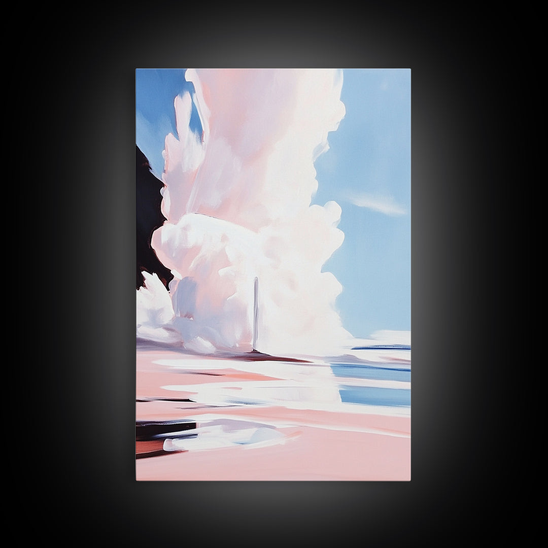 Pink Clouds, Sky Art, Dreamy Landscape, Serene Wall Decor, Blue and Pink Painting, Framed Canvas Print, Office Decor, Aesthetic Gift