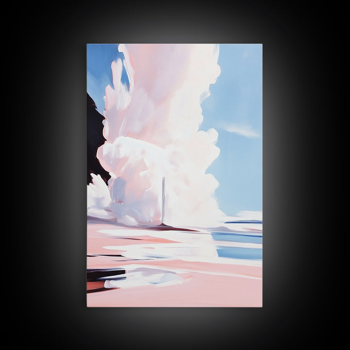Pink Clouds, Sky Art, Dreamy Landscape, Serene Wall Decor, Blue and Pink Painting, Framed Canvas Print, Office Decor, Aesthetic Gift