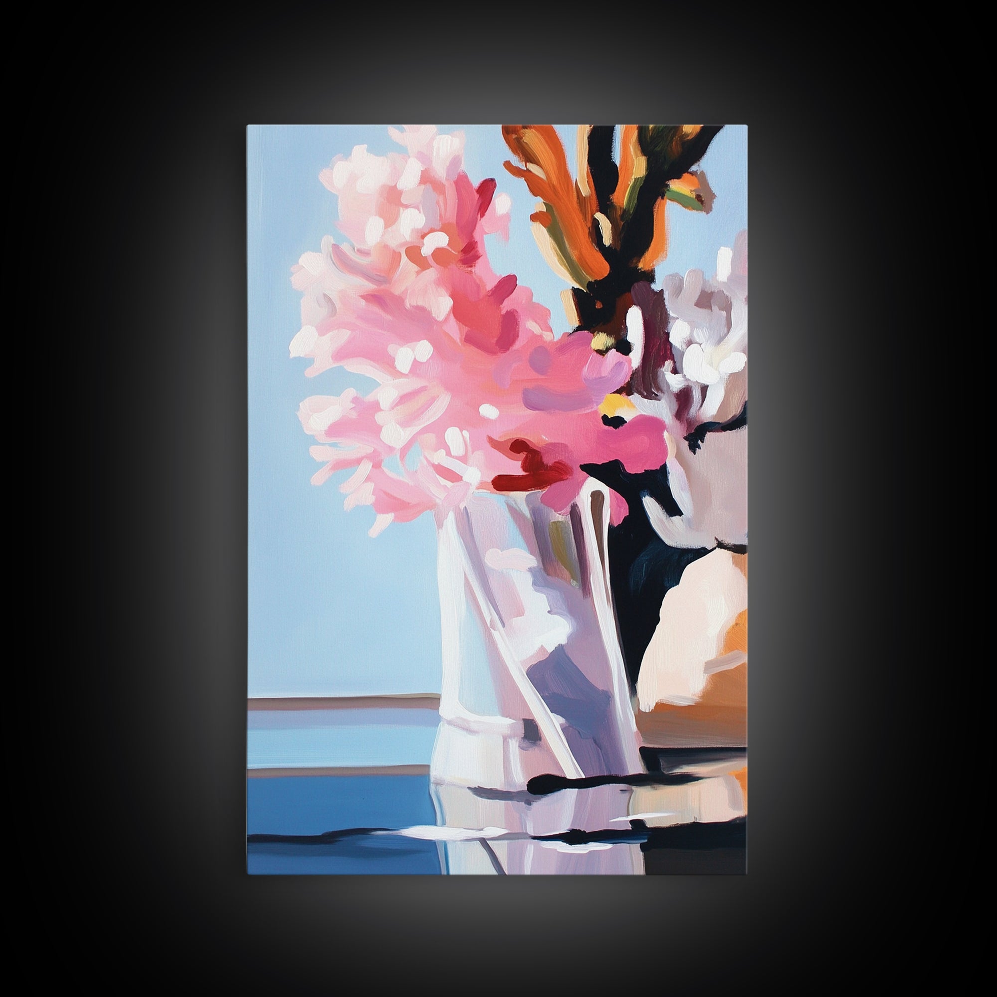 Pink Clouds, Sky Art, Dreamy Landscape, Serene Wall Decor, Blue and Pink Painting, Framed Canvas Print, Office Decor, Aesthetic Gift