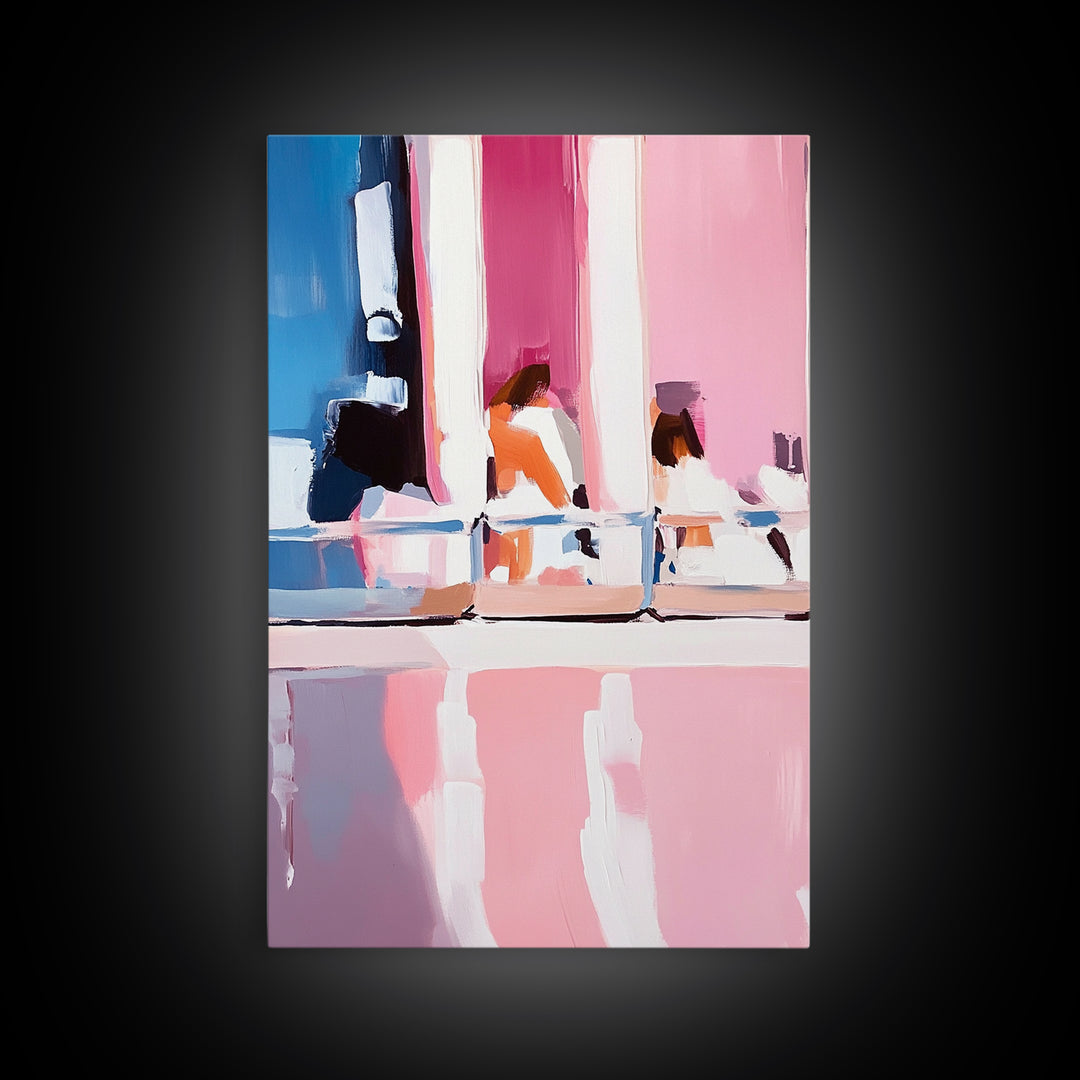 Abstract Reflection, Pink and Blue Art, Contemporary Wall Decor, Canvas Print, Modern Interior Design, Aesthetic Home Styling