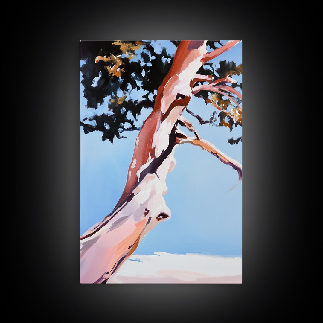 Abstract Tree Art, Modern Landscape Painting, Contemporary Earthy Decor, Minimalist Nature Print, Framed Canvas Print, Office Wall Art