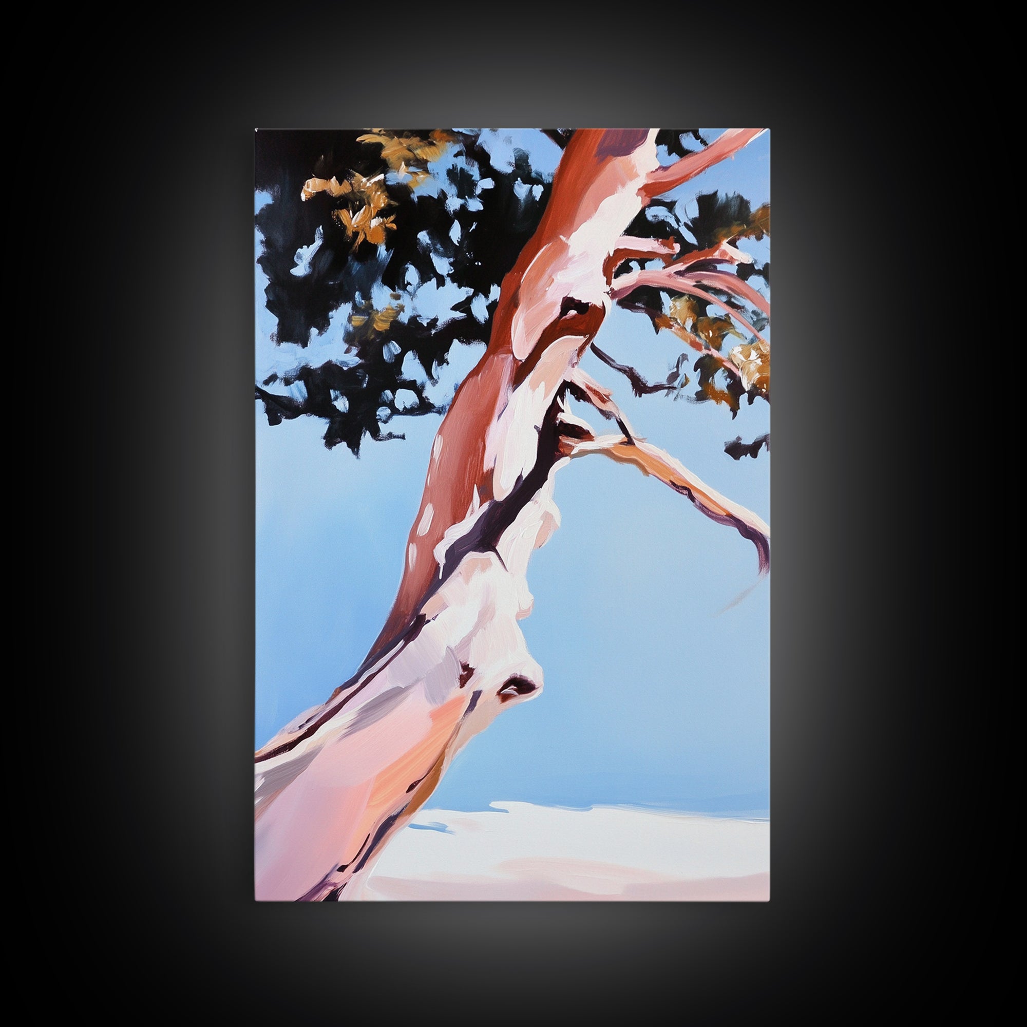 Abstract Tree Art, Modern Landscape Painting, Contemporary Earthy Decor, Minimalist Nature Print, Framed Canvas Print, Office Wall Art