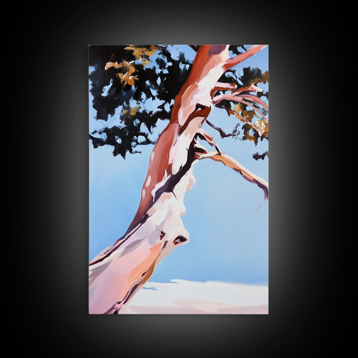 Abstract Tree Art, Modern Landscape Painting, Contemporary Earthy Decor, Minimalist Nature Print, Framed Canvas Print, Office Wall Art