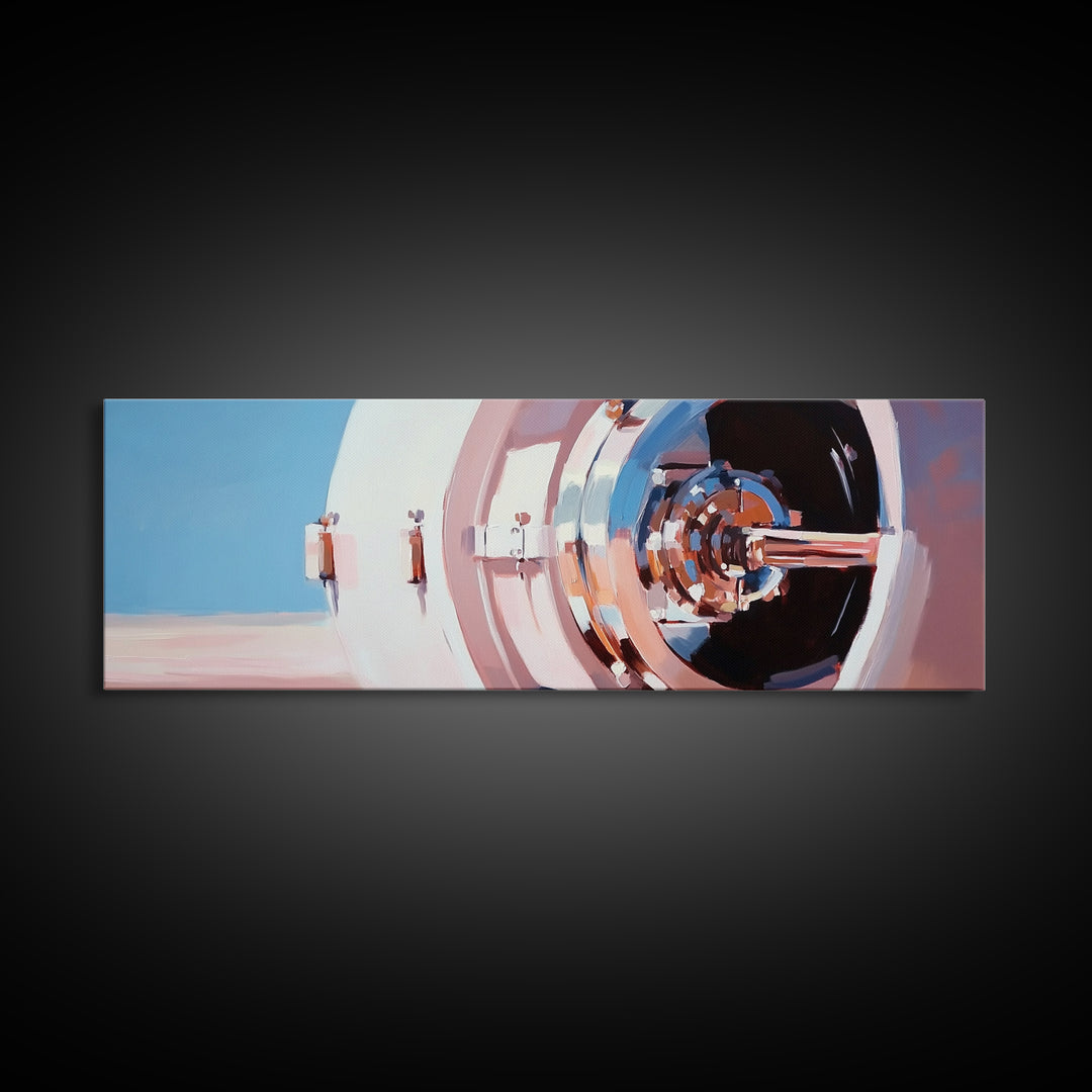 Bank Vault, Industrial Decor, Metallic Wall Art, Framed Canvas Print, Steampunk Aesthetic, Modern Office Artwork, Unique Home Decor