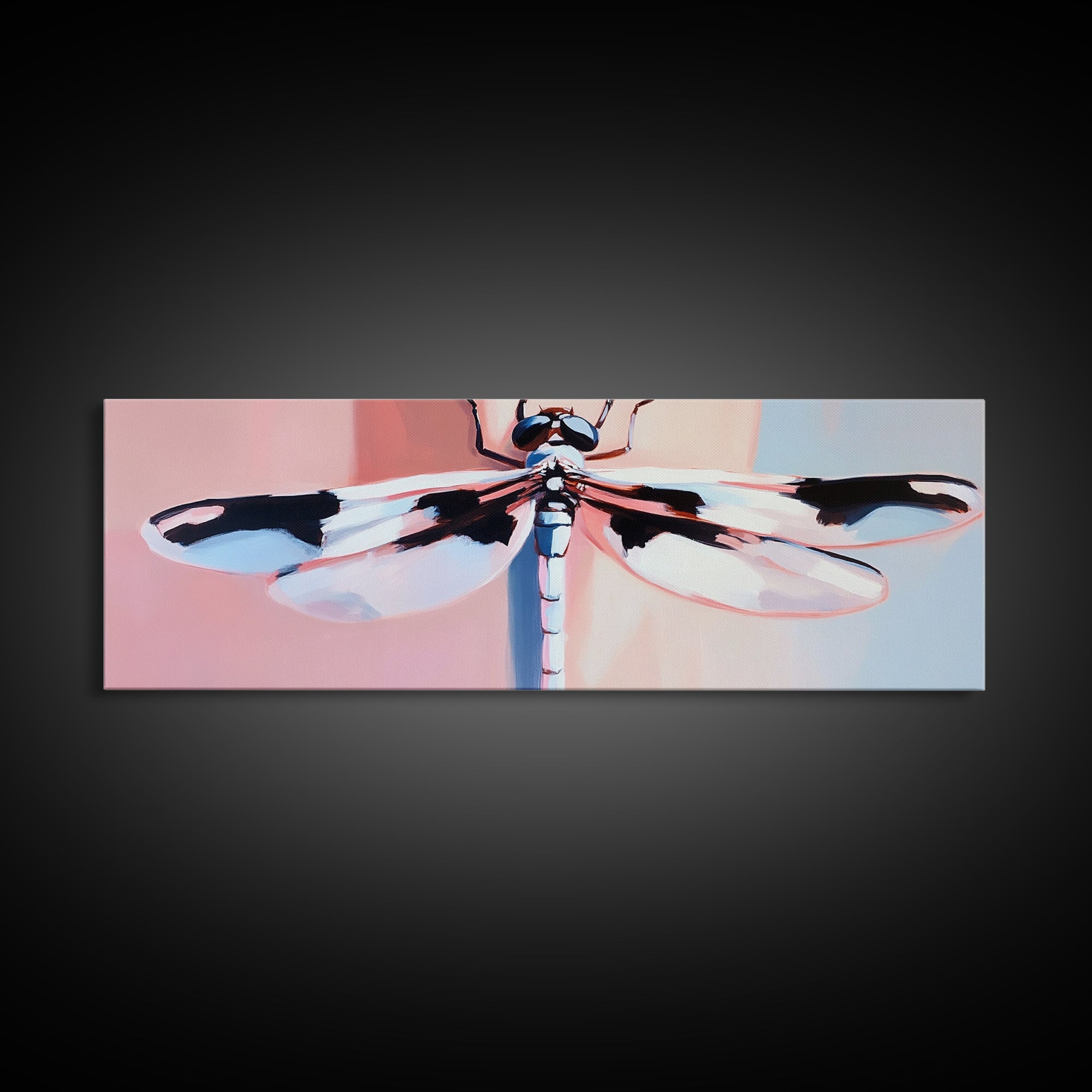 Dragonfly, Framed Canvas Print, Nature Wall Art, Pastel Aesthetic, Boho Artwork, Elegant Home Decor, Insect Painting, Minimalist Art