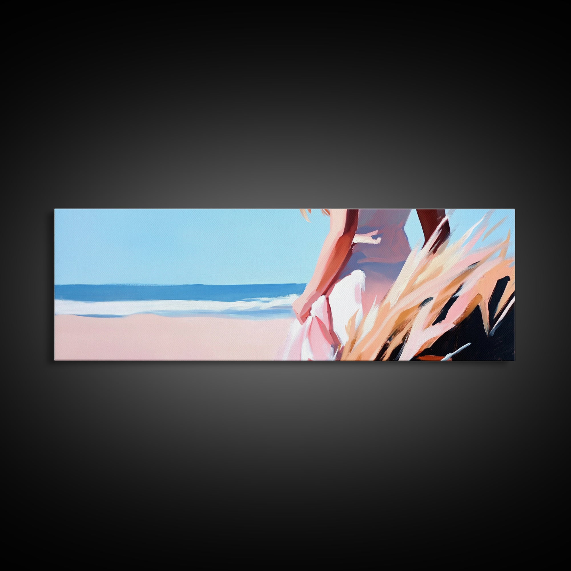 Ocean Breeze, Coastal Woman, Serenity Art, Beach Aesthetic, Canvas Print, Boho Wall Art, Relaxing Bedroom Wall Decor