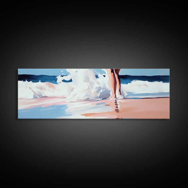 Beach Reflection, Seascape Art, Framed Canvas Print, Coastal Wall Art, Nautical Home Decor, Minimalist Water Painting, Bathroom Art