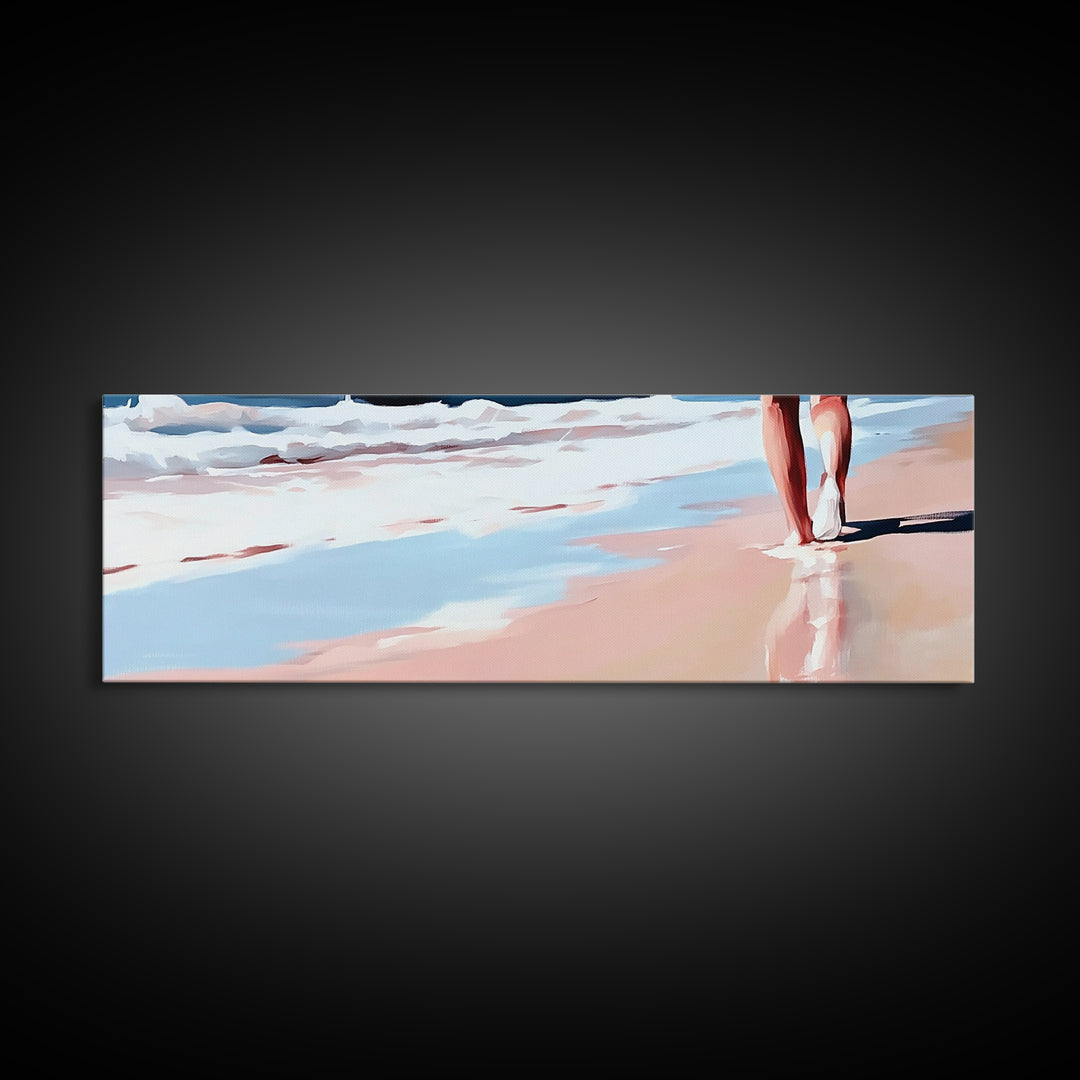 Coastal Walk, Beach, Ocean, Serenity, Framed Canvas Print, Coastal Wall Art, Nautical Decor, Living Room Wall Art, Minimalist Art