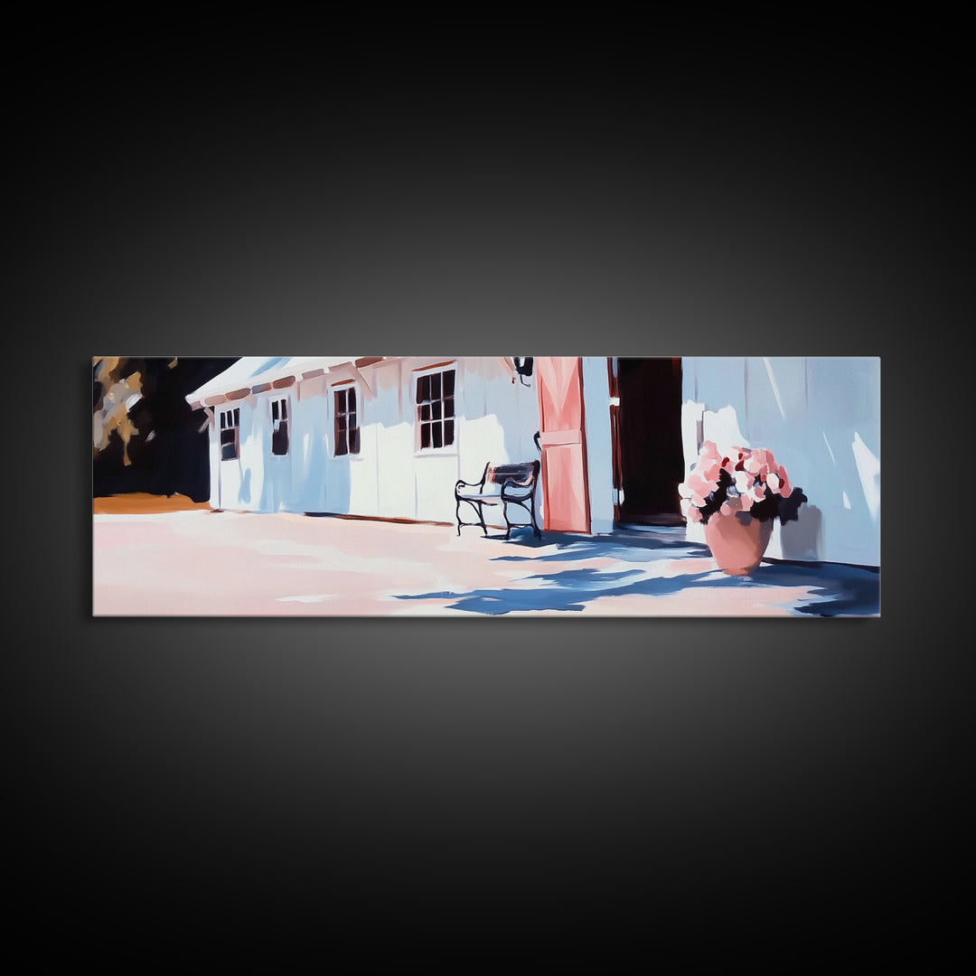 Coastal Barn, rustic farmhouse decor, country wall art, modern country print, neutral home decor, framed canvas print, bedroom art