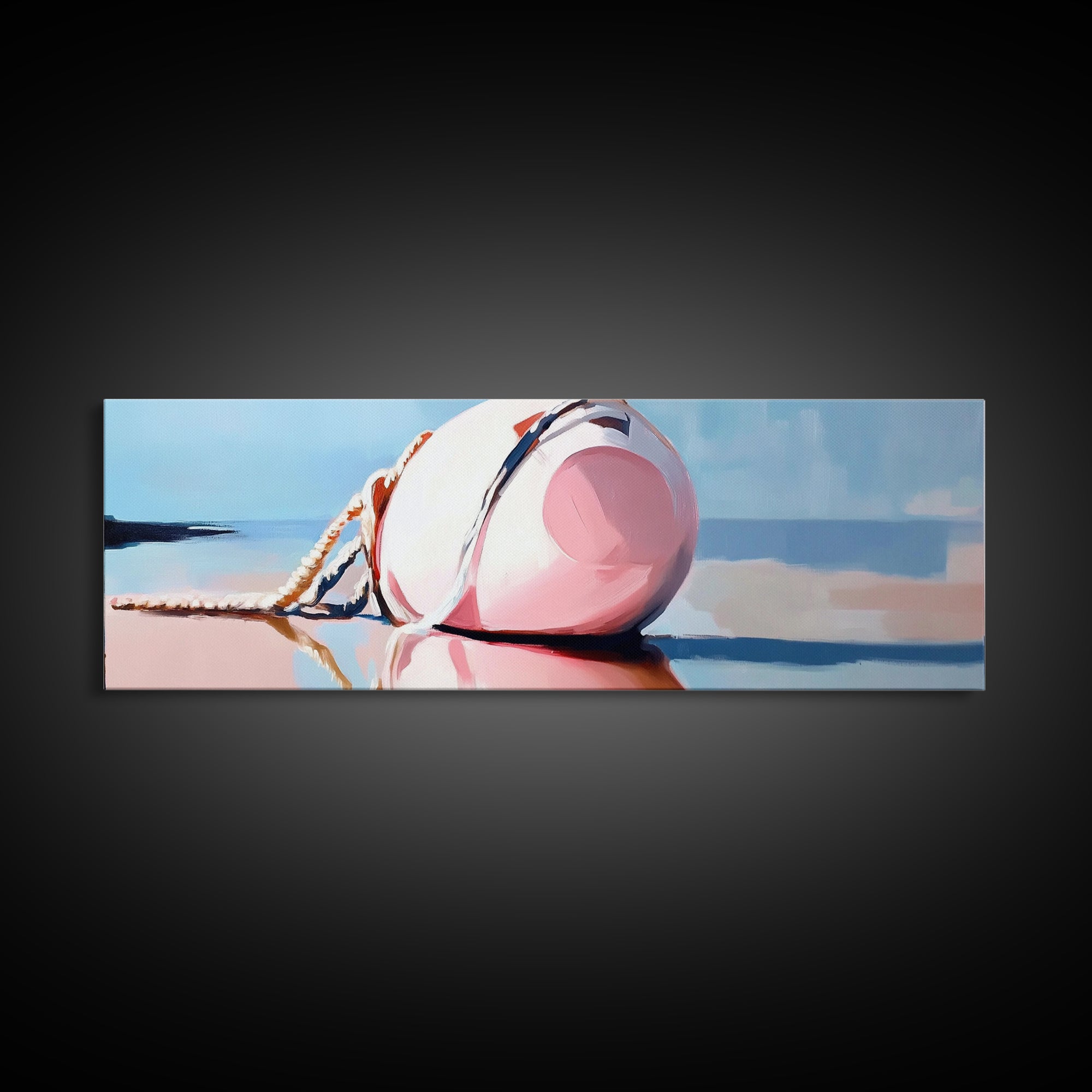Nautical Buoy, seaside coastal wall art, beach house decor, maritime aesthetic, minimalist print, framed canvas print, lake house art