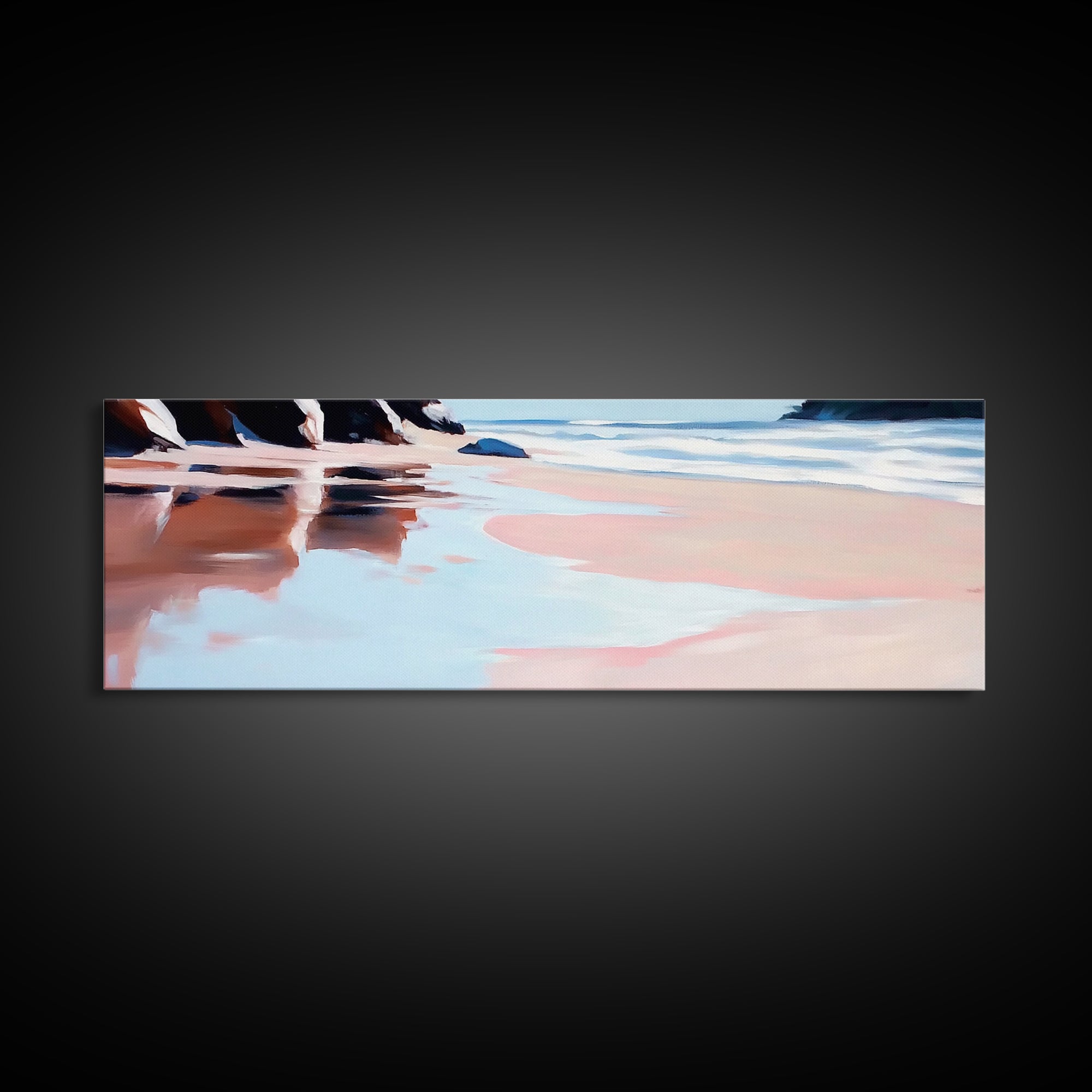 Hand Reflection, Abstract Art, Soft Blues, Pink Hues, Framed Canvas Print, Contemporary Wall Art, Bedroom Decor, Zen Aesthetic