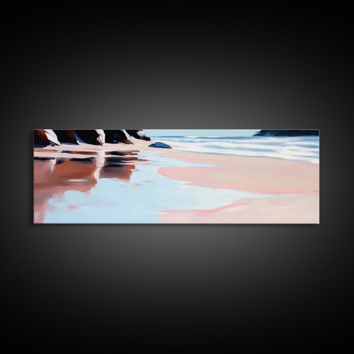 Hand Reflection, Abstract Art, Soft Blues, Pink Hues, Framed Canvas Print, Contemporary Wall Art, Bedroom Decor, Zen Aesthetic