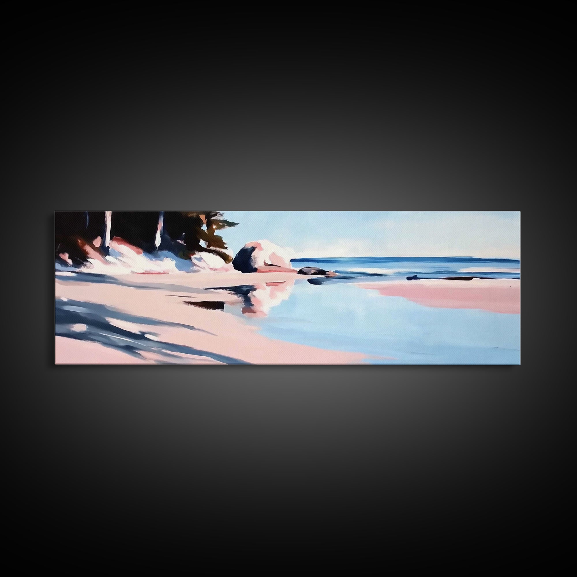 Coastal Serenity, Beach Reflection, Nautical Art, Framed Canvas Print, Ocean Inspired Wall Decor, Relaxing Seaside Aesthetic