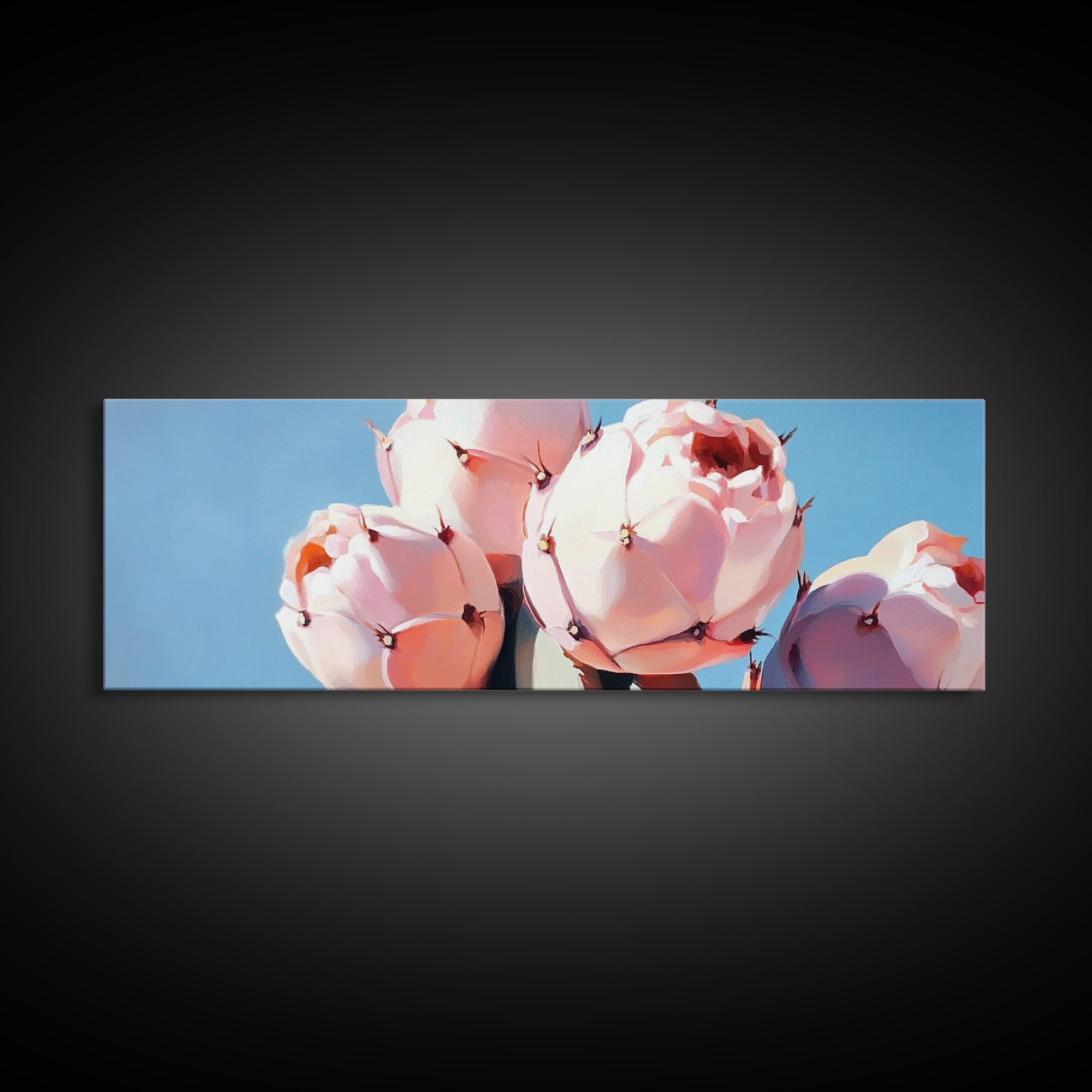 Cactus Flower Art, Desert Boho Decor, Minimalist Nature Painting, Southwest Framed Canvas Print, Rustic Wall Art, Earthy Home Aesthetic