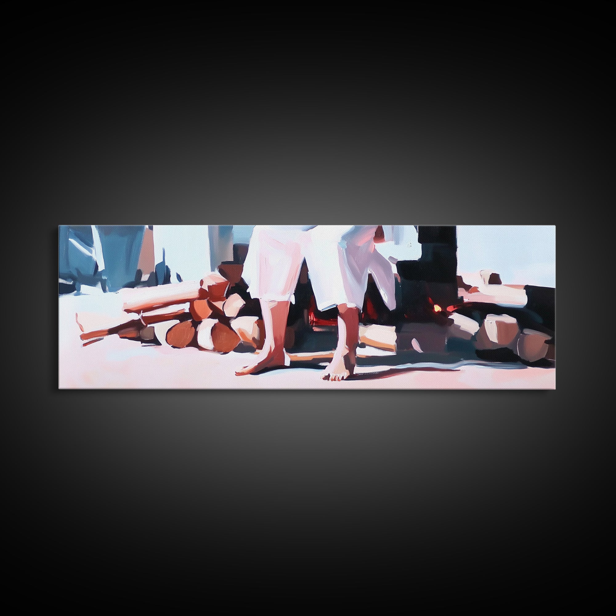 Beach Reflections, Ocean Shore, Summer Vibes, Framed Canvas Print, Coastal Wall Decor, Seascape Painting, Minimalist Beach Art