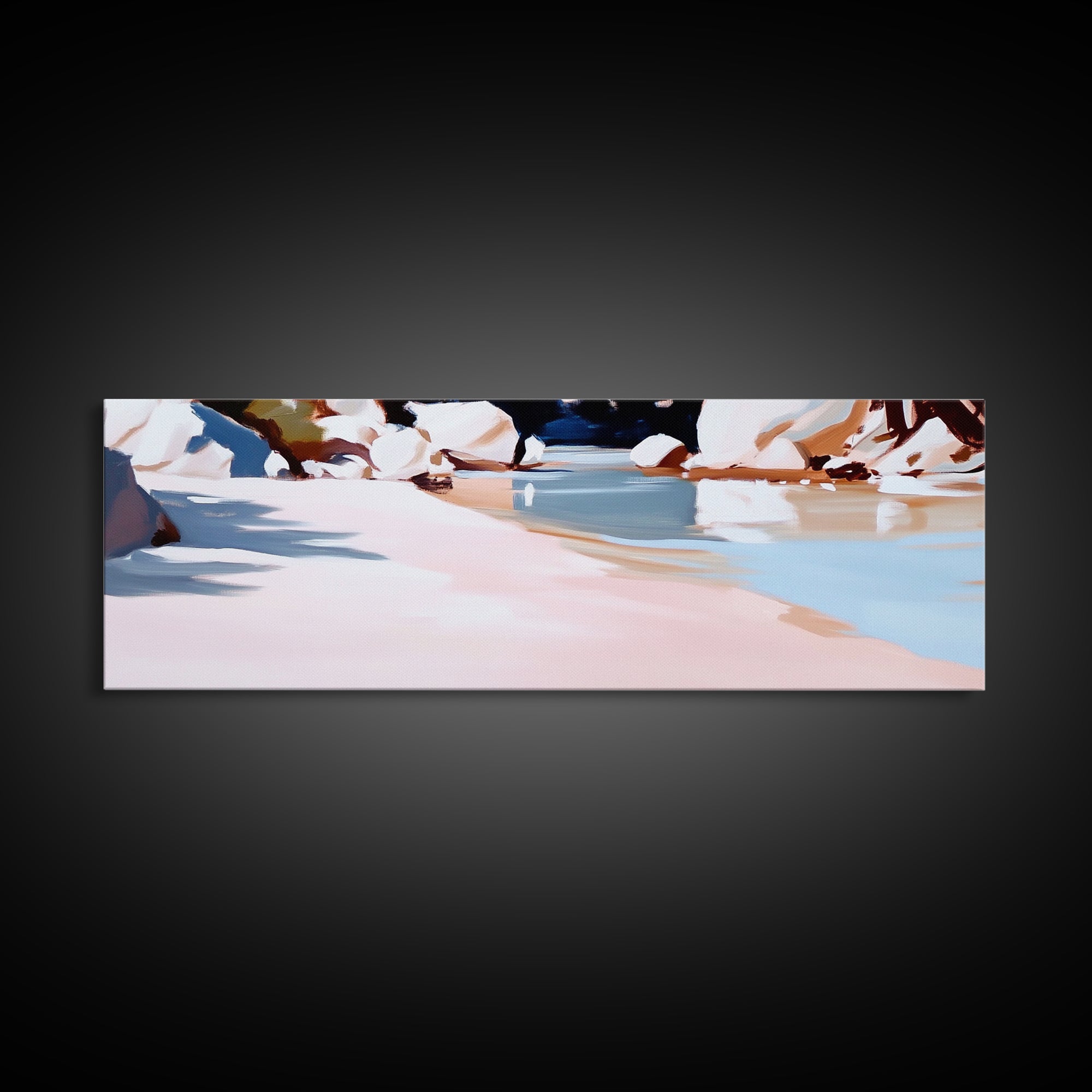 Riverbank Scene, Tranquil Water, Nature Landscape, Minimalist Water Reflection, Boho Earthy Decor, Relaxing Wall Art, Canvas Print