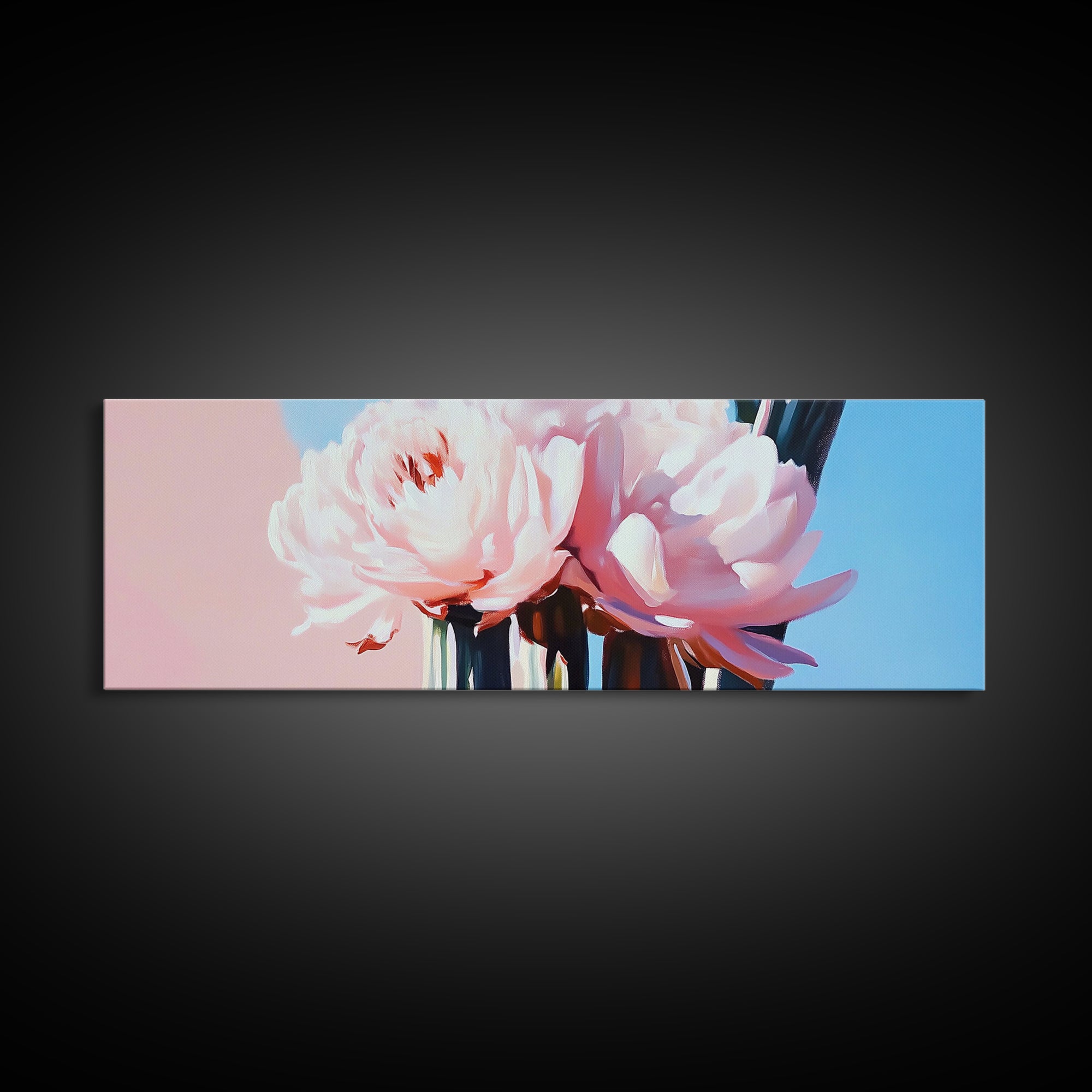 Peony Blooms, Pastel Wall Art, Feminine Aesthetic, Romantic Decor, Framed Canvas Print, Boho Bedroom Art, Floral Artwork