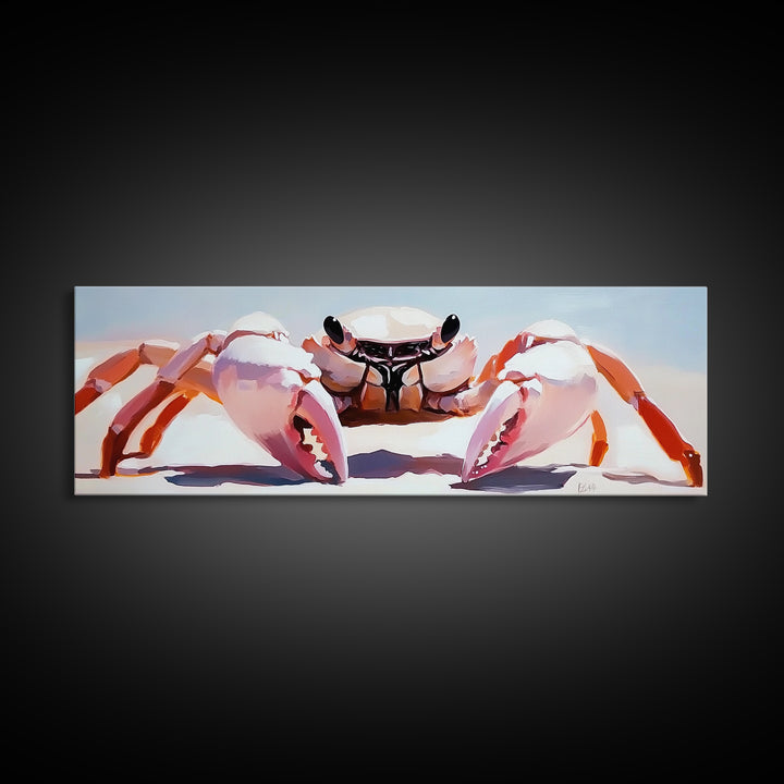 Crab Art, Beach Wall Art, Coastal Decor, Nautical Painting, Ocean Animal Print, Pastel Tones, Living Room Art, Canvas Print