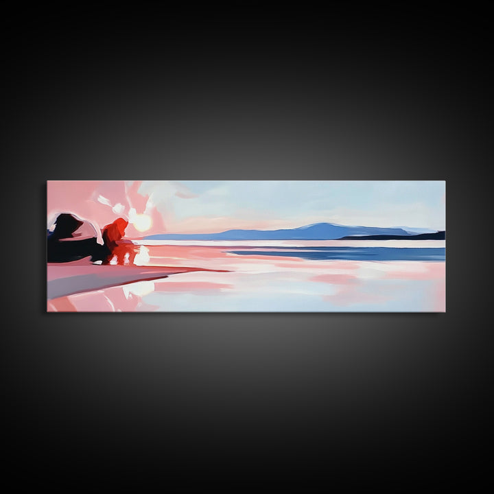Ocean Bliss, Beach Serenity, Sunset Vibes, Framed Canvas Print, Coastal Decor, Nautical Theme, Living Room Art, Relaxing Wall Painting