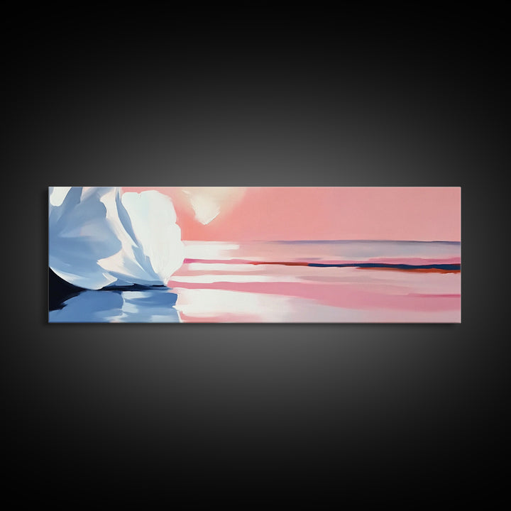Blush Sky, Ocean Reflection, Pastel Landscape, Coastal Serenity, Canvas Print, Bedroom Wall Art, Modern Impressionist, Gift Idea