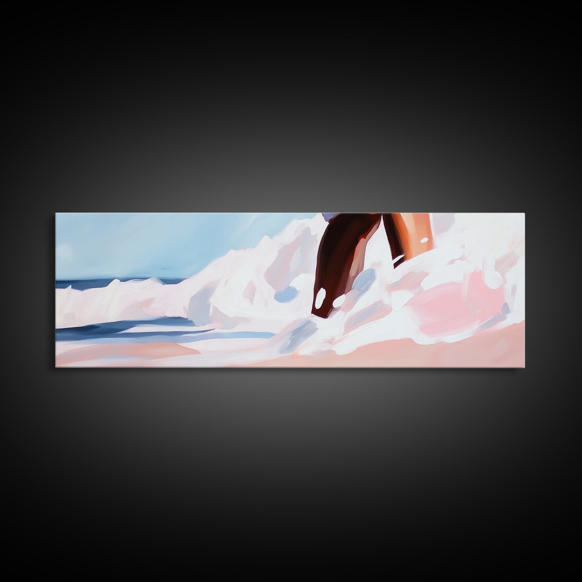 Ocean Splash Painting, Coastal Wave Print, Minimalist Beach Art, Soft Pastel Seascape, Large Canvas Print, Boho Home Decor, Bedroom Art