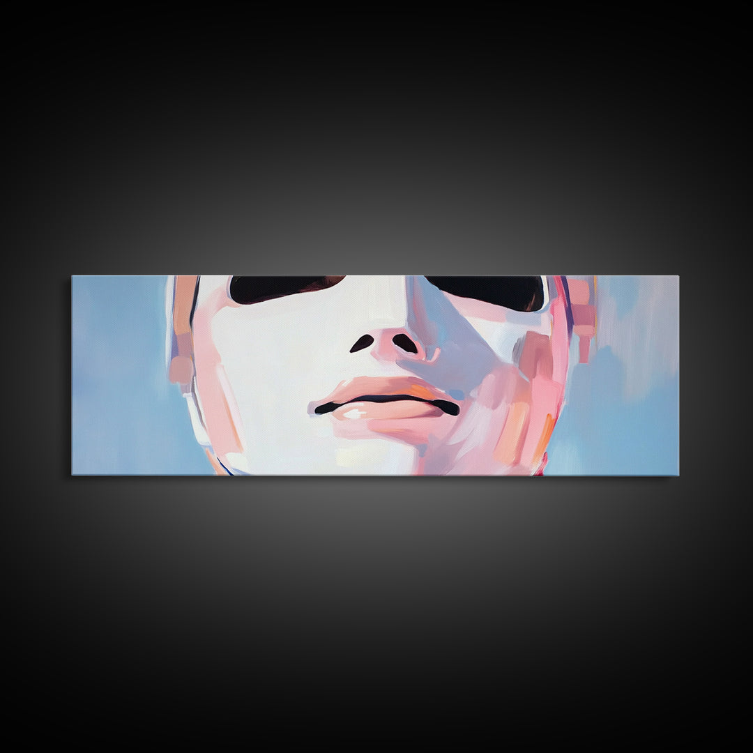 Abstract Mask Art, Portrait Painting, Soft Pastel Expression, Unique Wall Decor, Large Canvas Print, Minimalist Home Art, Boho Aesthetic