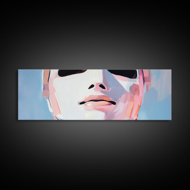 Abstract Mask Art, Portrait Painting, Soft Pastel Expression, Unique Wall Decor, Large Canvas Print, Minimalist Home Art, Boho Aesthetic